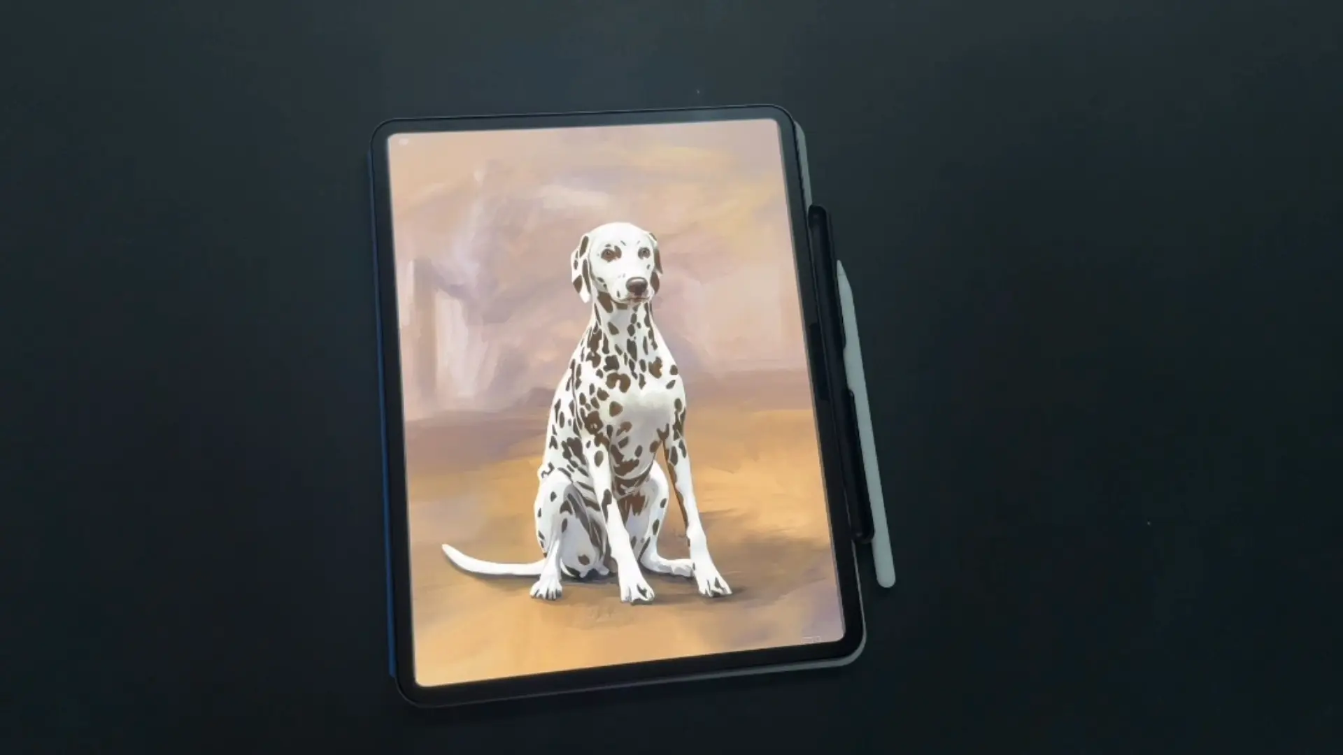 Digitale Skizze eines Dalmaltiner auf dem Ipad